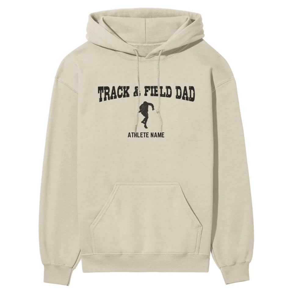 Shot put Dad with Shot putter Icon and Shot putter Name on a Hoodie with a Black Graphic