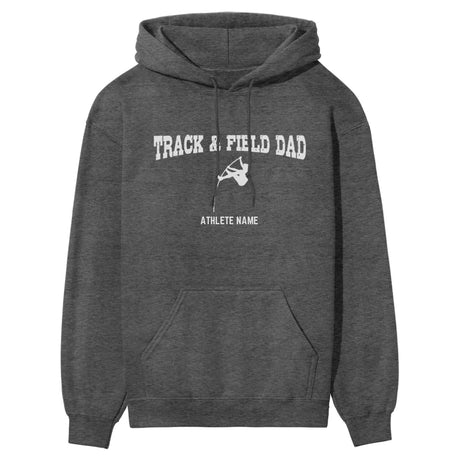 Pole Vault Dad with Pole Vaulter Icon and Pole Vaulter Name on a Hoodie with a White Graphic