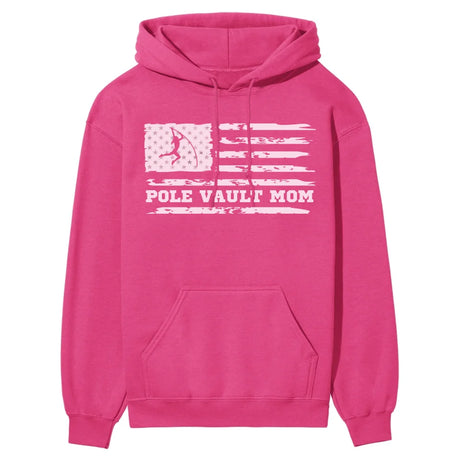 Pole Vault Mom Horizontal Flag on a Hoodie with a White Graphic