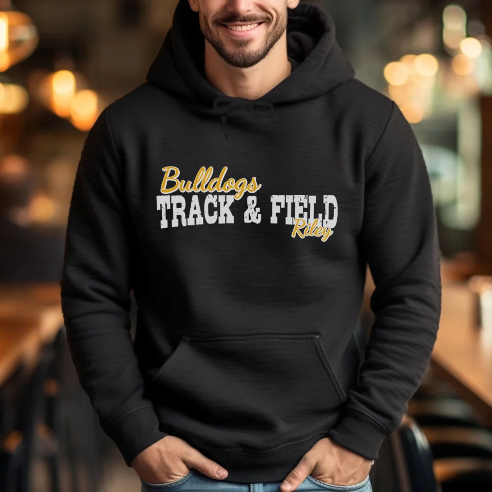 Custom Pole Vault Mascot and Pole Vaulter Name on a Hoodie with a White Graphic