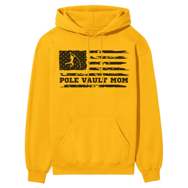 Pole Vault Mom Horizontal Flag on a Hoodie with a Black Graphic