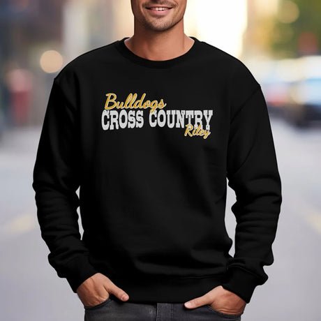 Custom Cross Country Mascot and Cross Country Runner Name on a Sweatshirt with a White Graphic