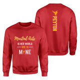 Martial Arts Is Her World, She Is Mine With Martial Artist Name on a Sweatshirt