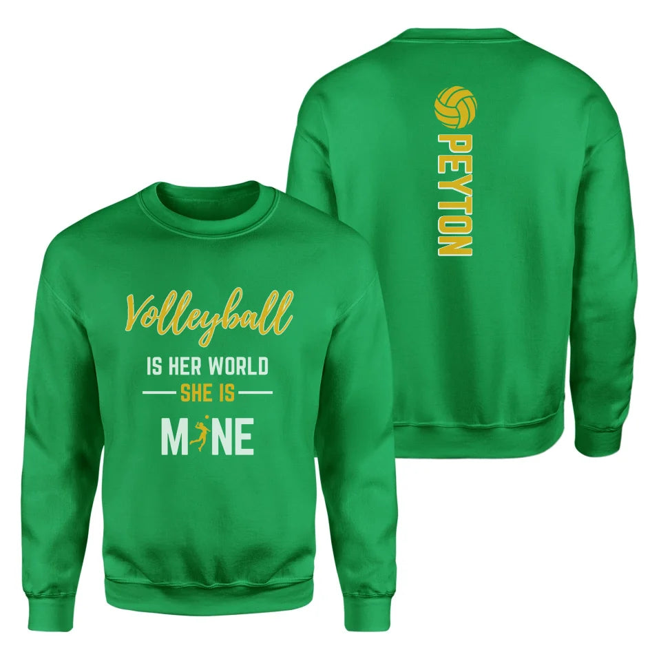 Volleyball Is Her World, She Is Mine With Volleyball Player Name on a Sweatshirt