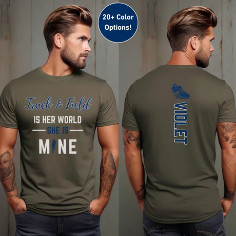 Sprint Is Her World, She Is Mine With Sprinter Name on a Unisex T-Shirt