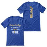 Cross Country Is Her World, She Is Mine With Cross Country Runner Name on a Unisex T-Shirt