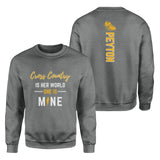 Cross Country Is Her World, She Is Mine With Cross Country Runner Name on a Sweatshirt