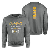 Basketball Is Her World, She Is Mine With Basketball Player Name on a Sweatshirt