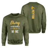 Diving Is Her World, She Is Mine With Diver Name on a Sweatshirt