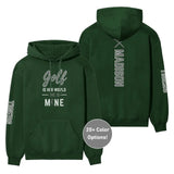 Golf Is Her World, She Is Mine With Golfer Name And Custom Sleeve on a Hoodie