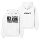 Javelin Grandma Horizontal Flag With Javelin Thrower Name on a Hoodie with a Black Graphic