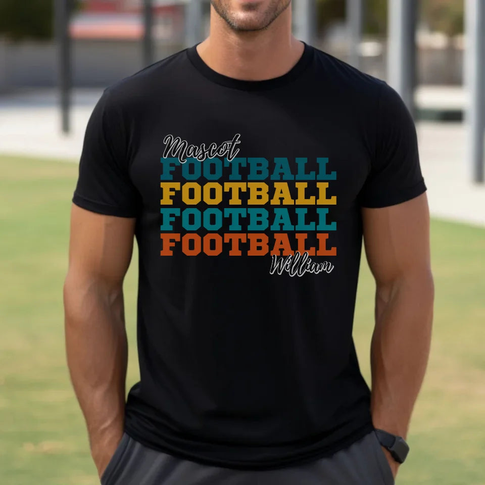 Personalized Football Football Football Shirt With Mascot and Football Player Name on a Unisex T-Shirt