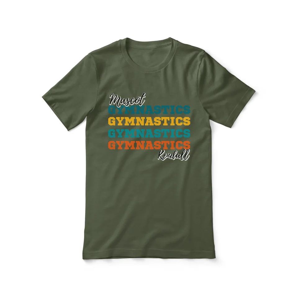 Personalized Gymnastics Gymnastics Gymnastics Shirt With Mascot and Gymnast Name on a Unisex T-Shirt