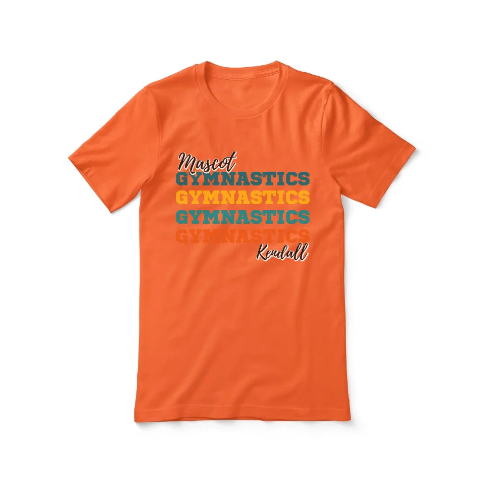 Personalized Gymnastics Gymnastics Gymnastics Shirt With Mascot and Gymnast Name on a Unisex T-Shirt