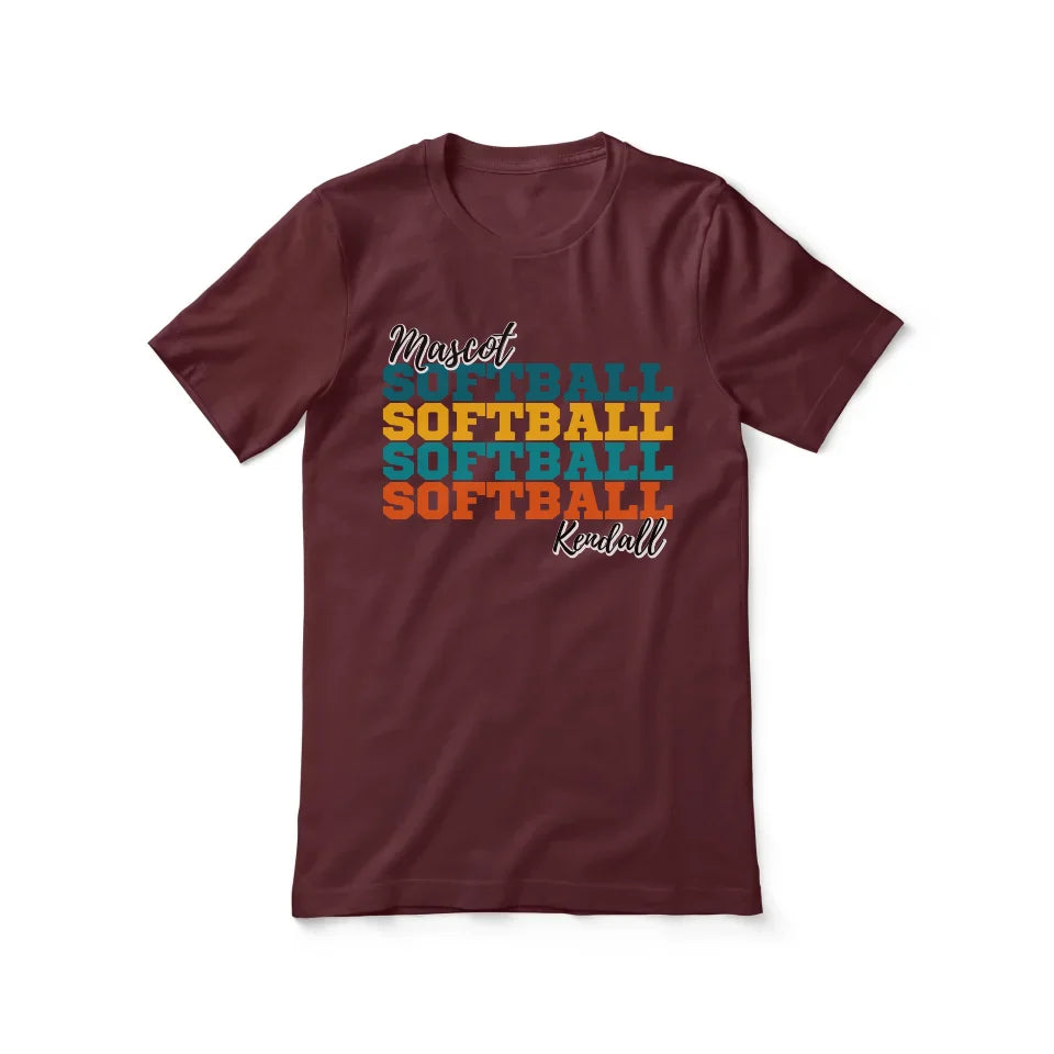 Personalized Softball Softball Softball Shirt With Mascot and Softball Player Name on a Unisex T-Shirt