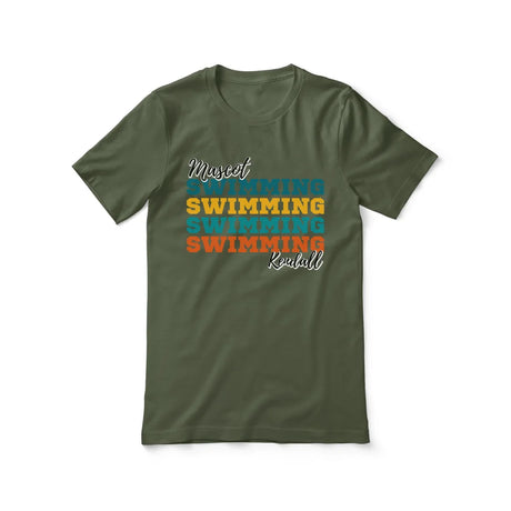 Personalized Swimming Swimming Swimming Shirt With Mascot and Swimmer Name on a Unisex T-Shirt