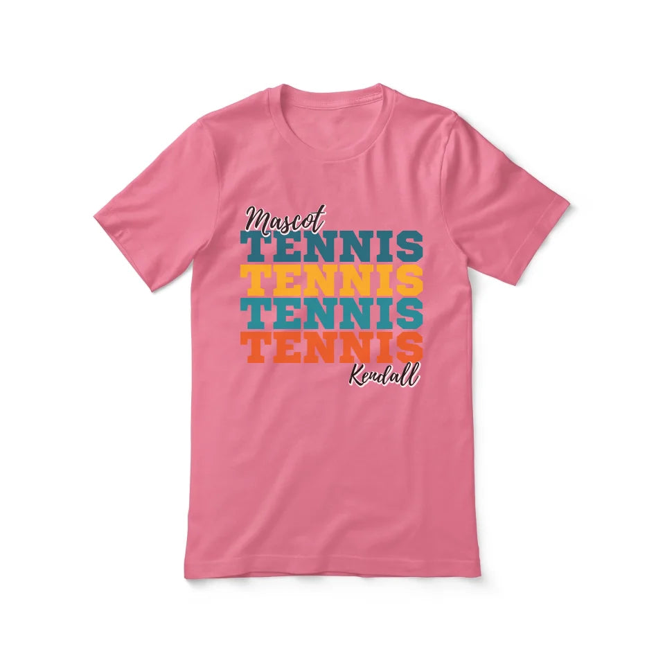 Personalized Tennis Tennis Tennis Shirt With Mascot and Tennis Player Name on a Unisex T-Shirt