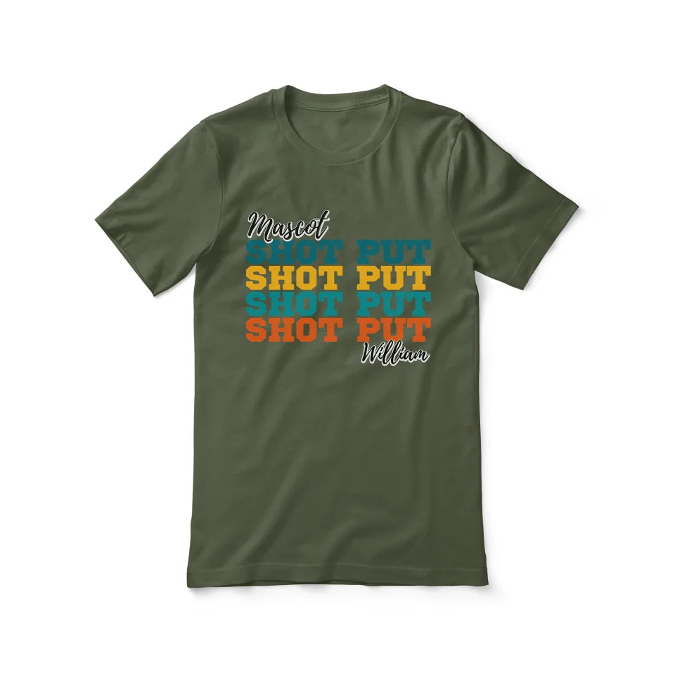 Personalized Shot put Shot put Shot put Shirt With Mascot and Shot putter Name on a Unisex T-Shirt