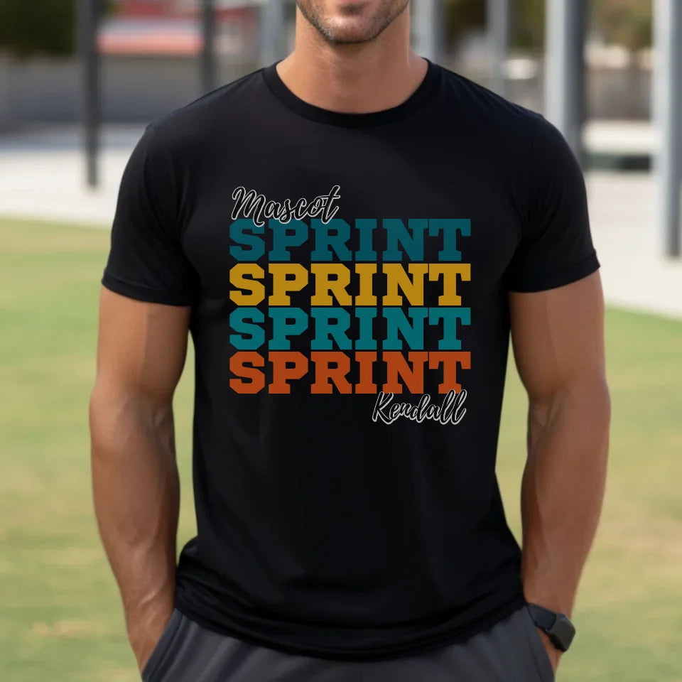 Personalized Sprint Sprint Sprint Shirt With Mascot and Sprinter Name on a Unisex T-Shirt