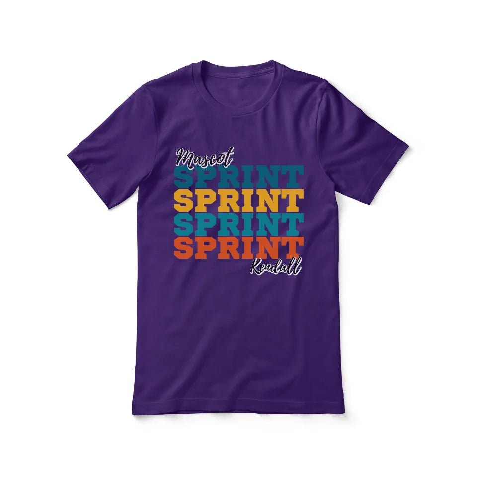 Personalized Sprint Sprint Sprint Shirt With Mascot and Sprinter Name on a Unisex T-Shirt