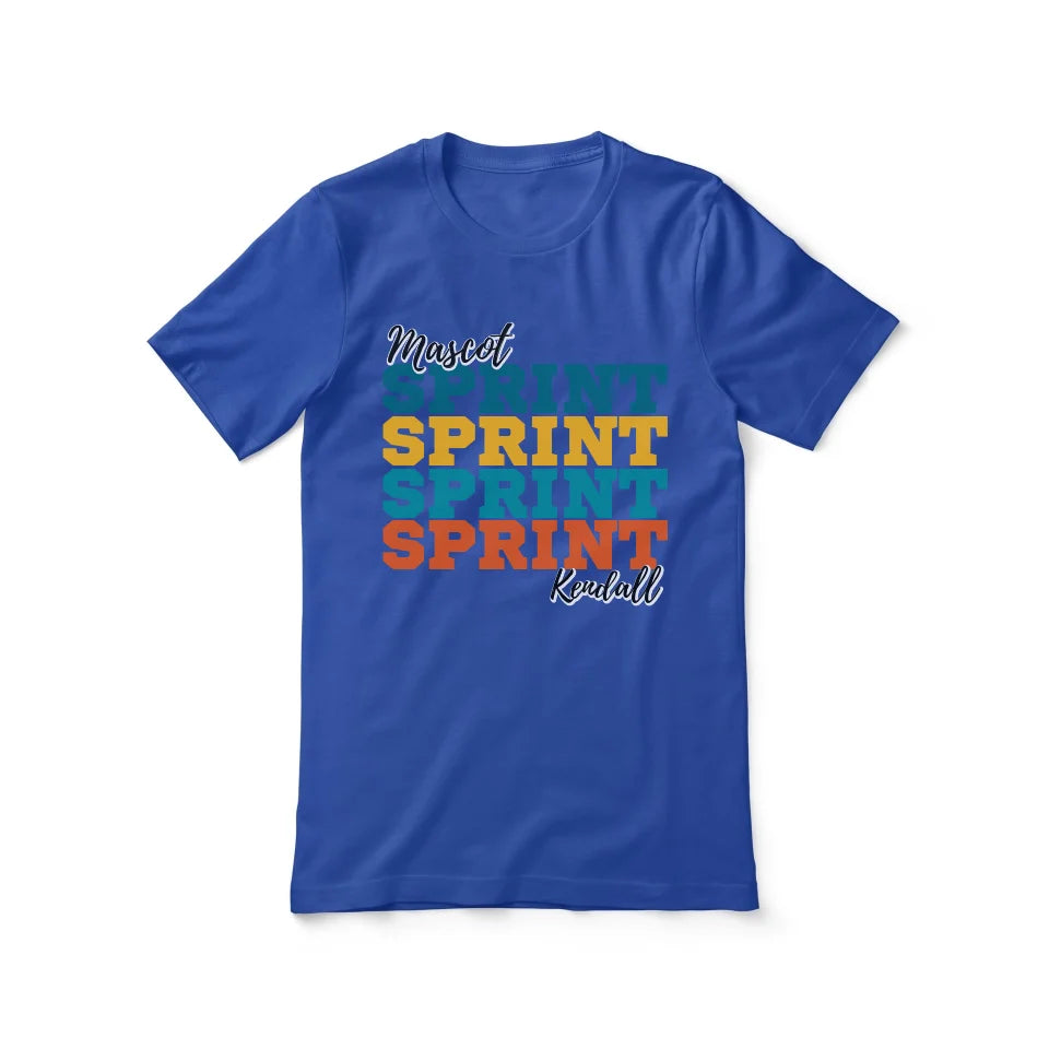 Personalized Sprint Sprint Sprint Shirt With Mascot and Sprinter Name on a Unisex T-Shirt