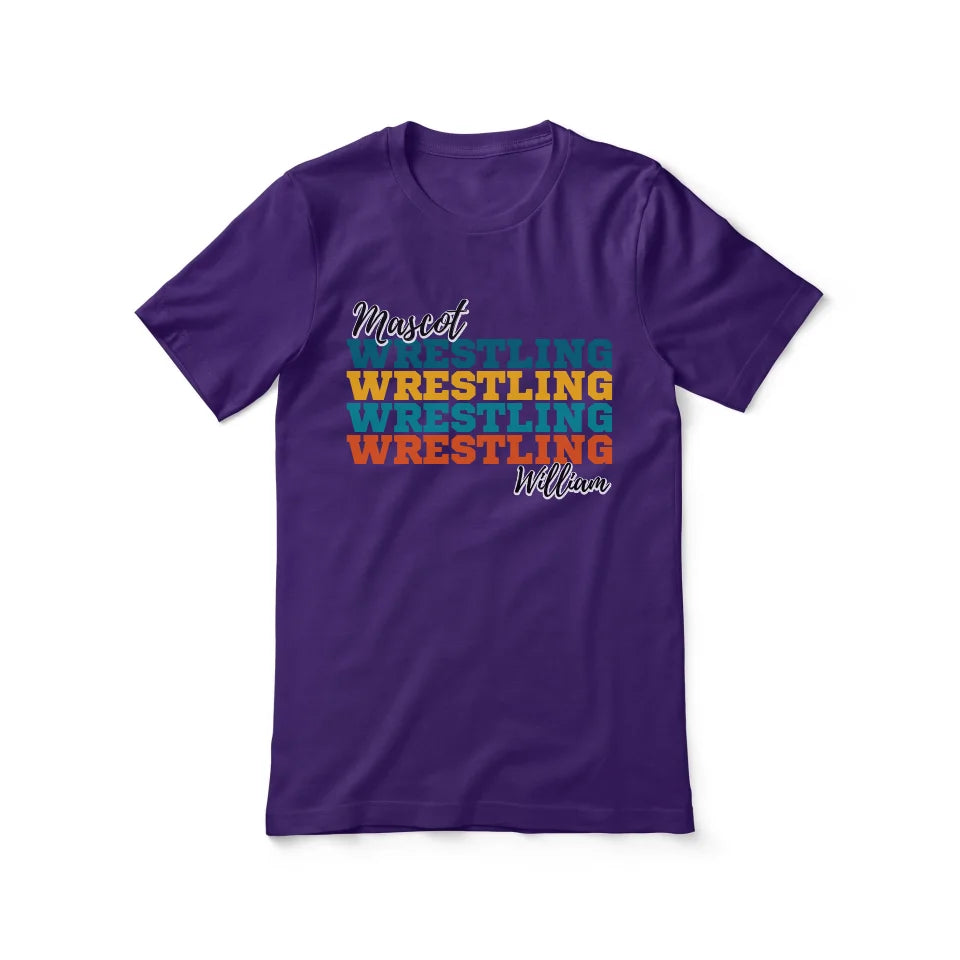 Personalized Wrestling Wrestling Wrestling Shirt With Mascot and Wrestler Name on a Unisex T-Shirt