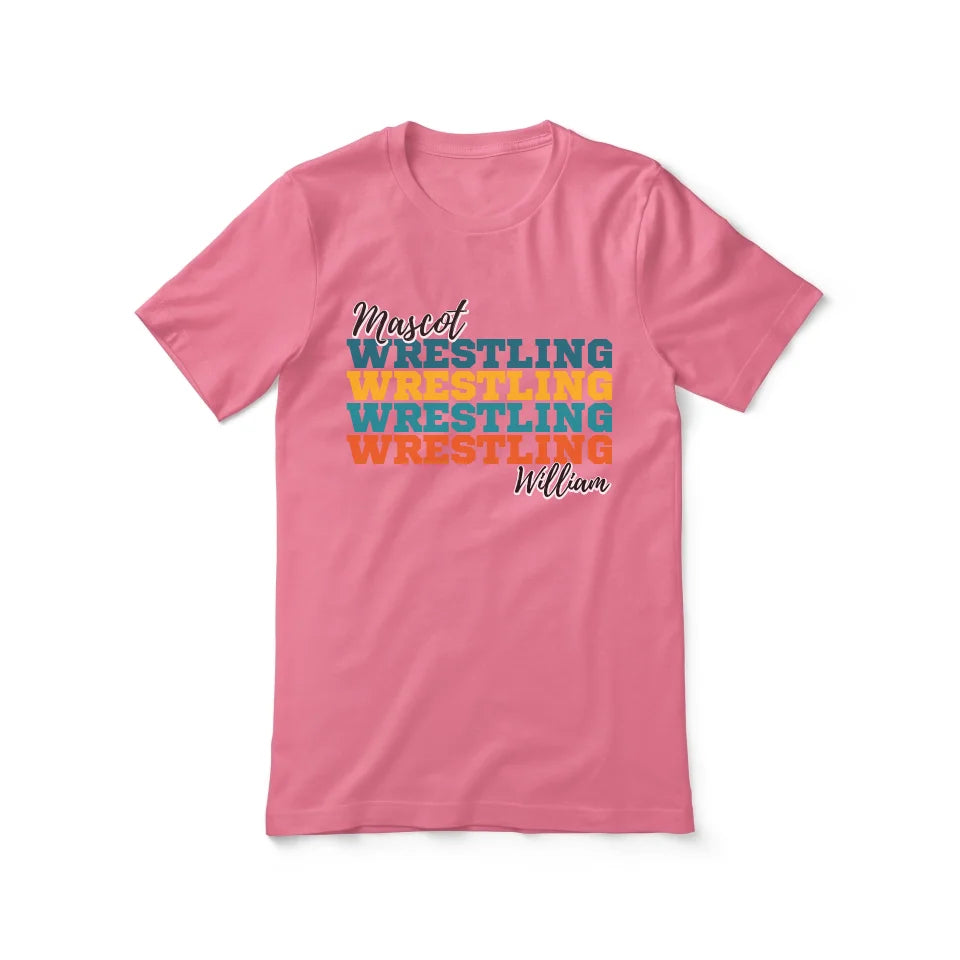 Personalized Wrestling Wrestling Wrestling Shirt With Mascot and Wrestler Name on a Unisex T-Shirt