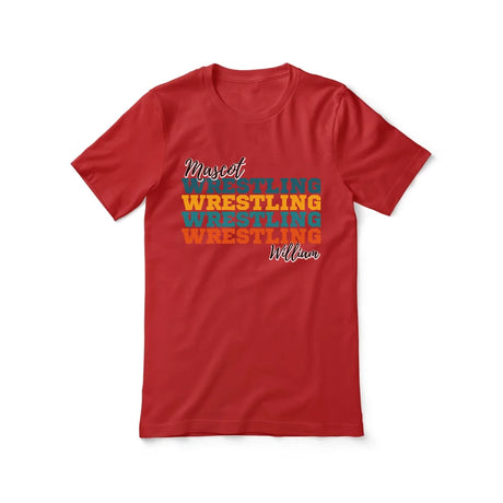 Personalized Wrestling Wrestling Wrestling Shirt With Mascot and Wrestler Name on a Unisex T-Shirt