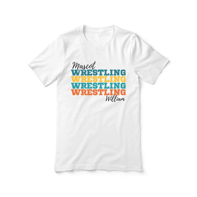 Personalized Wrestling Wrestling Wrestling Shirt With Mascot and Wrestler Name on a Unisex T-Shirt