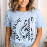 Personalized Band Shirt With Team and Musician Name on a Unisex T-Shirt