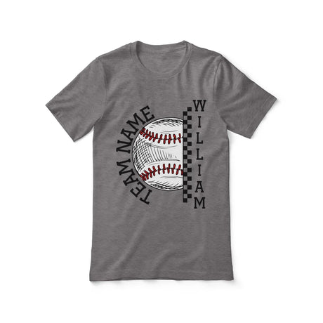 Personalized Baseball Shirt With Team and Baseball Player Name on a Unisex T-Shirt