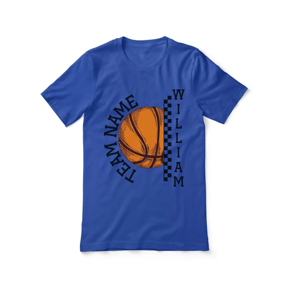 Personalized Basketball Shirt With Team and Basketball Player Name on a Unisex T-Shirt