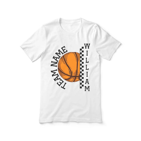 Personalized Basketball Shirt With Team and Basketball Player Name on a Unisex T-Shirt