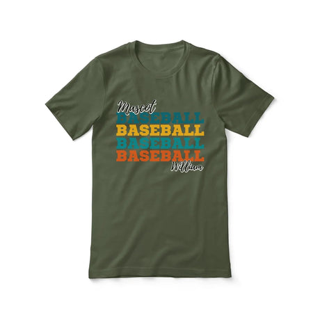 Personalized Baseball Baseball Baseball Shirt With Mascot and Baseball Player Name on a Unisex T-Shirt