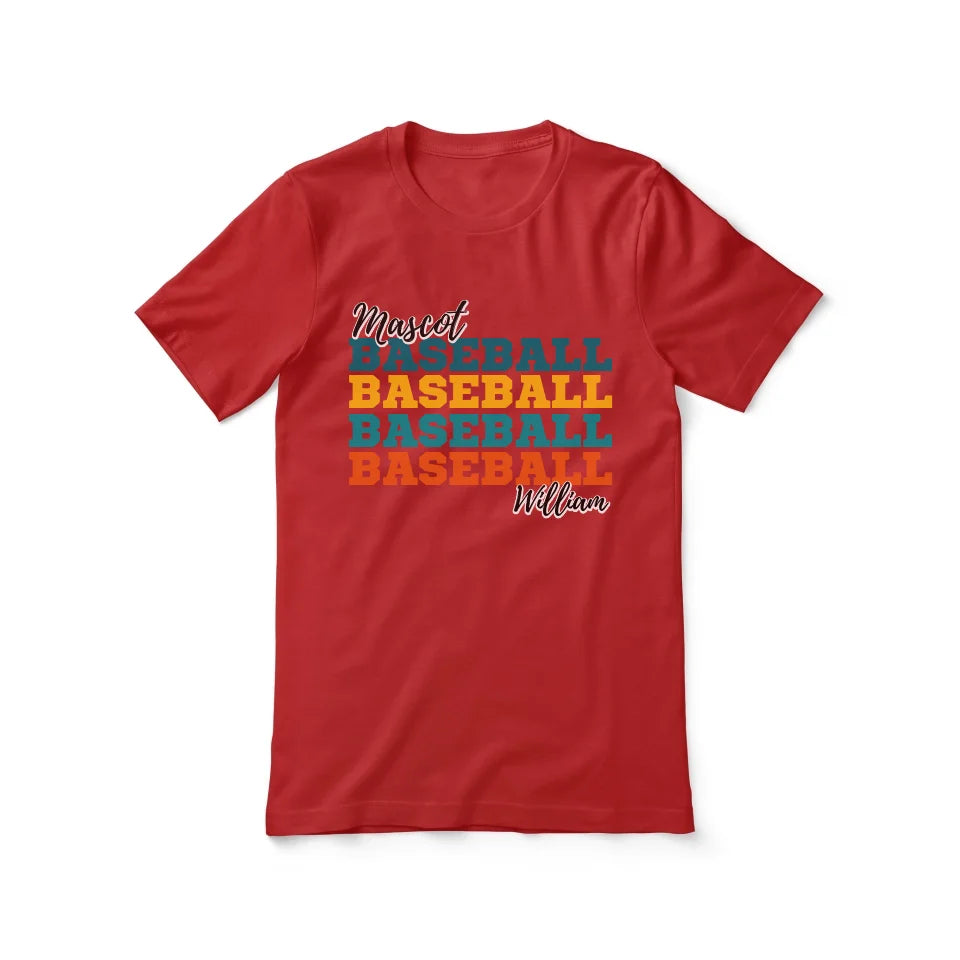 Personalized Baseball Baseball Baseball Shirt With Mascot and Baseball Player Name on a Unisex T-Shirt