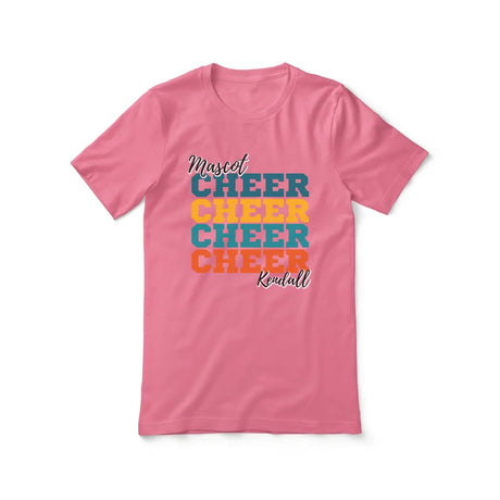 Personalized Cheer Cheer Cheer Shirt With Mascot and Cheerleader Name on a Unisex T-Shirt