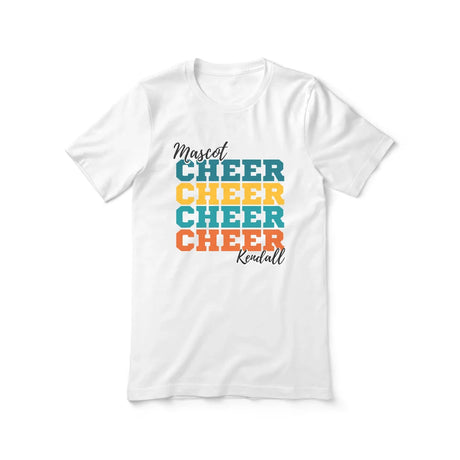 Personalized Cheer Cheer Cheer Shirt With Mascot and Cheerleader Name on a Unisex T-Shirt