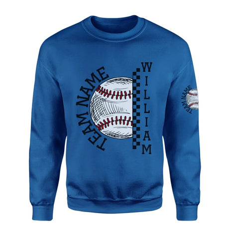 Personalized Baseball on a Sweatshirt With Team and Baseball Player Name on a Sweatshirt