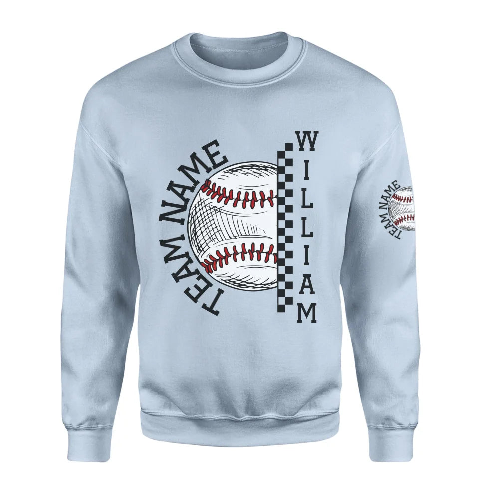 Personalized Baseball on a Sweatshirt With Team and Baseball Player Name on a Sweatshirt