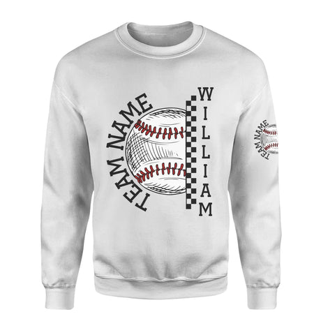 Personalized Baseball on a Sweatshirt With Team and Baseball Player Name on a Sweatshirt