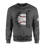 Personalized Baseball on a Sweatshirt With Team and Baseball Player Name on a Sweatshirt