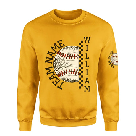 Personalized Baseball on a Sweatshirt With Team and Baseball Player Name on a Sweatshirt