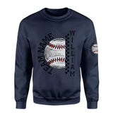 Personalized Baseball on a Sweatshirt With Team and Baseball Player Name on a Sweatshirt