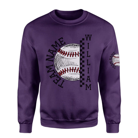 Personalized Baseball on a Sweatshirt With Team and Baseball Player Name on a Sweatshirt