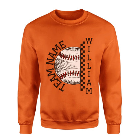 Personalized Baseball on a Sweatshirt With Team and Baseball Player Name on a Sweatshirt