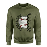 Personalized Baseball on a Sweatshirt With Team and Baseball Player Name on a Sweatshirt