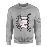 Personalized Baseball on a Sweatshirt With Team and Baseball Player Name on a Sweatshirt