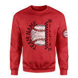 Personalized Baseball on a Sweatshirt With Team and Baseball Player Name on a Sweatshirt