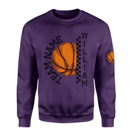 Personalized Basketball on a Sweatshirt With Team and Basketball Player Name on a Sweatshirt