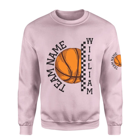 Personalized Basketball on a Sweatshirt With Team and Basketball Player Name on a Sweatshirt